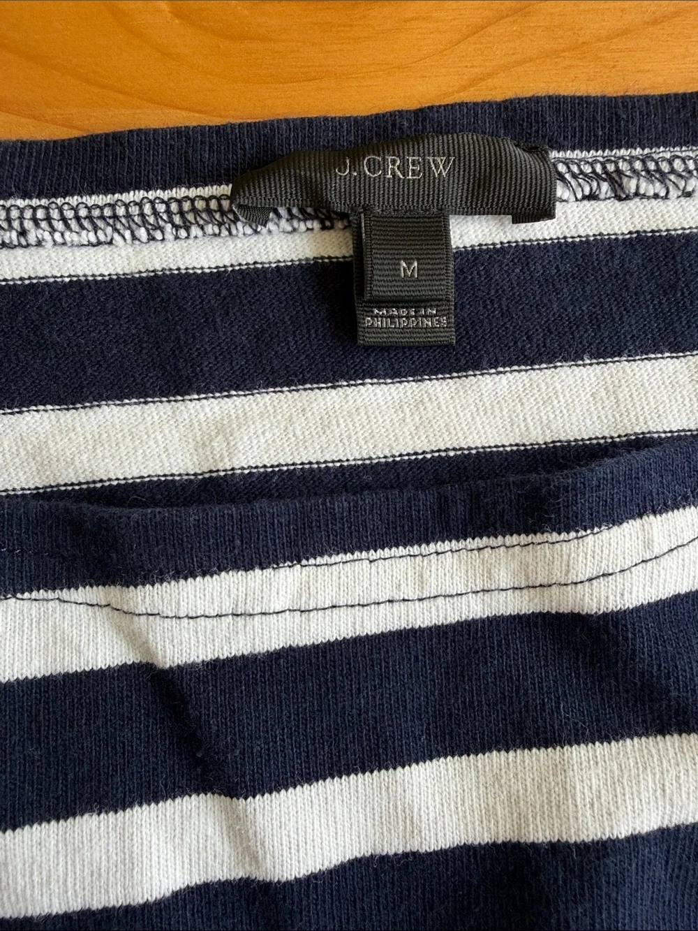 J.Crew Navy & White Striped Boatneck Long-Sleeve Top – Medium